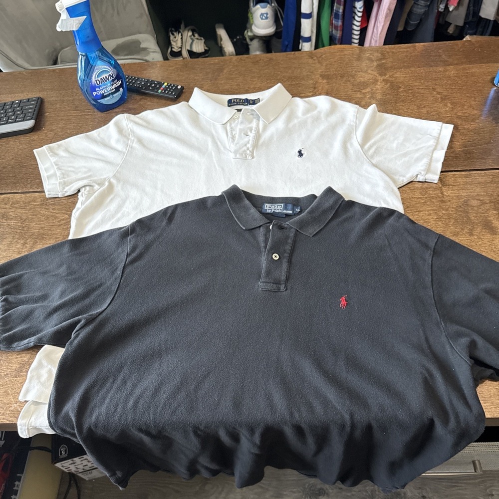 Polo Ralph Lauren Shirts Mens X Large Black White Polo Bundle of 2 Preppy Sporty